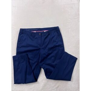 Talbots Girlfriend Chino Navy Blue Stretch Cotton Tapered Leg Pants Womens 16
